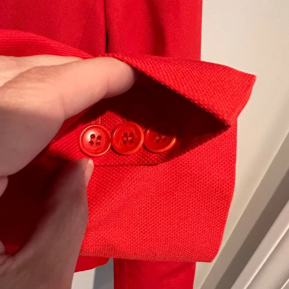 Talbots Classic Cotton Stretch Lined 3-Button Blazer in Tomato Notch Lapel‎ Sz 8